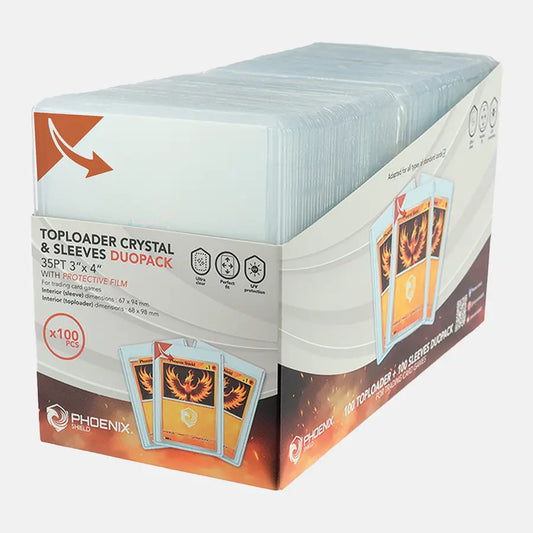 Paquet 100 TopLoader Crystal + 100 Sleeves - Phoenix Shield