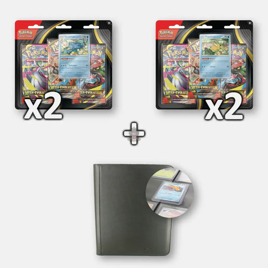 Pokemon Pack ME01 - 4 Tripack + Album TopLoader Noir