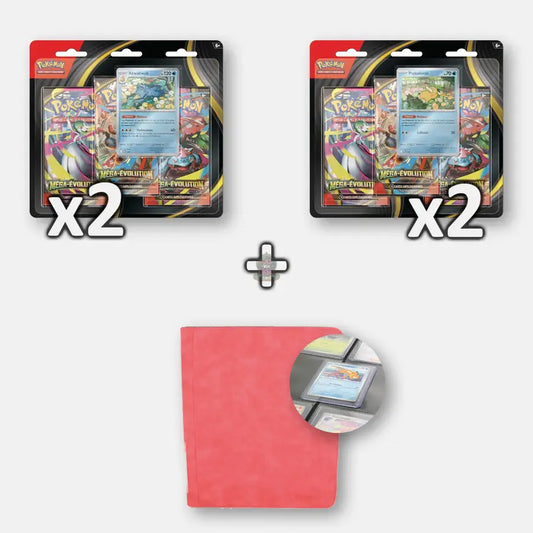 Pokemon Pack ME01 - 4 Tripack + Album TopLoader Rouge