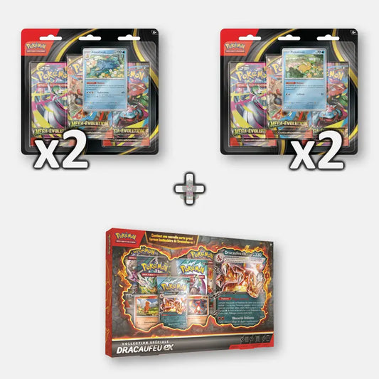 Pokemon Pack ME01 - 4 Tripack + Coffret Dracaufeu